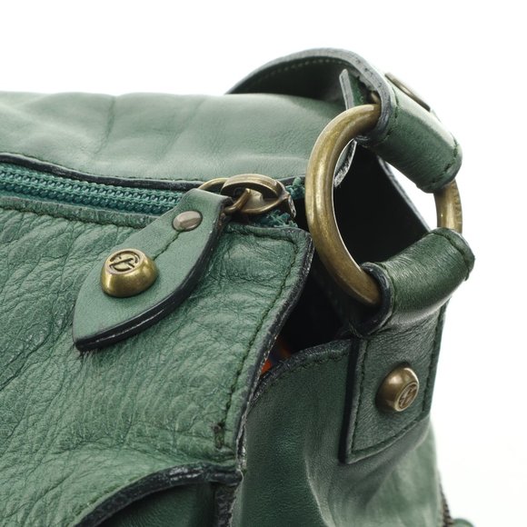 Vintage Francesco Biasia Green Leather Shoulder Bag Purse Crossbody • 16 x 9 x 5 - Picture 9 of 13